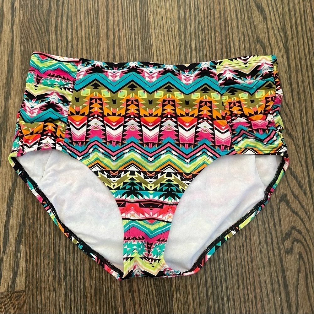 Jantzen Aztec multi colored high waist bikini bottoms size 6